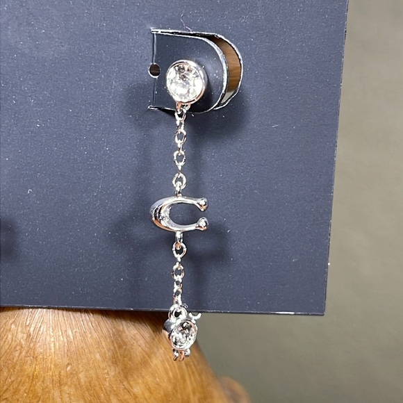 NWT COACH SIGNATURE CRYSTAL CHAIN EARRINGS - Picture 5 of 8